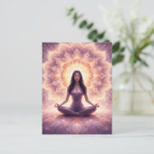 Carte Postale Glowing Mandala Meditation Woman Custom Name (Debout devant)