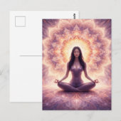 Carte Postale Glowing Mandala Meditation Woman Custom Name (Devant / Derrière)
