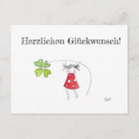 Glückwünsche, Glück, Kleeblatt, Grußkarte, Herz