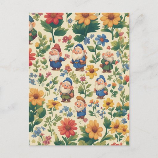 Carte Postale Gnome a flower motif design (Devant)