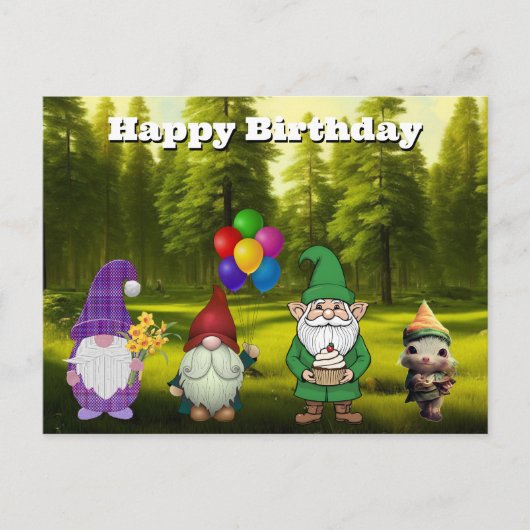 Carte postale Gnome anniversaire (Devant)