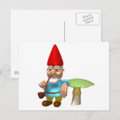 Carte Postale gnome appuyé sur un champignon (Devant / Derrière)