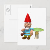 Carte Postale gnome appuyé sur un champignon (Devant / Derrière)