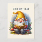 Carte Postale Gnome de lecture mignon personnalisable (Devant)