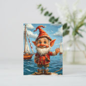 Carte Postale Gnome de mer joyeuse : Salutation au quai. (Debout devant)