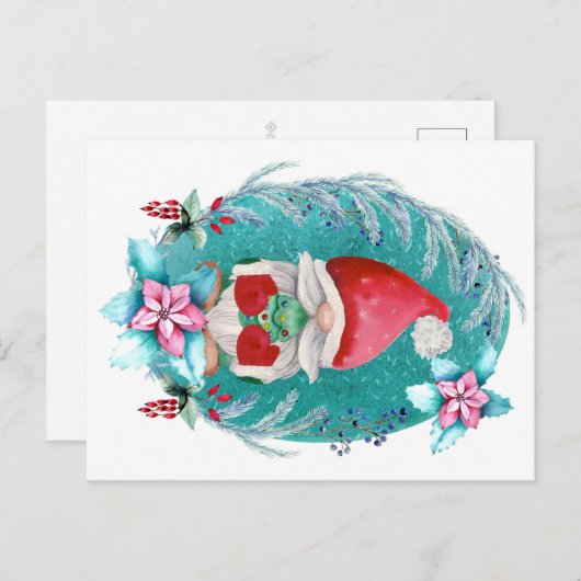 Carte postale Gnome de Noël | Festive (Devant / Derrière)