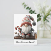 Carte Postale Gnome de Noël mignonne avec un Sucre de canne sur (Debout devant)