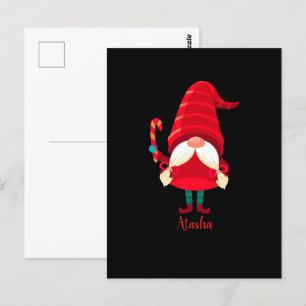 Carte Postale Gnome De Noël Tenant Un Sucre de canne