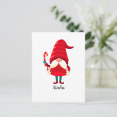 Carte Postale Gnome De Noël Tenant Un Sucre de canne (Debout devant)