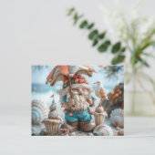 Carte Postale Gnome de plage avec parapluie (Debout devant)