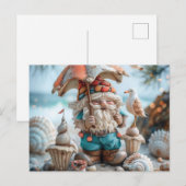 Carte Postale Gnome de plage avec parapluie (Devant / Derrière)