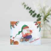 Carte Postale Gnome d'hiver dans la neige (Debout devant)