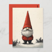 Carte Postale Gnome d'hiver joyeux en Casquette rouge (Devant / Derrière)