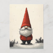 Carte Postale Gnome d'hiver joyeux en Casquette rouge (Devant)