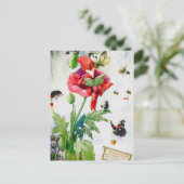 Carte Postale Gnome en fleur de pavot (Debout devant)