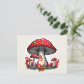 Carte Postale Gnome et champignons rouges géants (Debout devant)