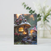 Carte Postale Gnome et maison champignon, conception fantastique (Debout devant)