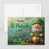 Carte Postale Gnome Leprechaun et Pot of Gold St. Patrick's Day (Devant / Derrière)