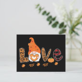 Carte Postale Gnome Love Feuilles Citrouilles Thanksgiving (Debout devant)