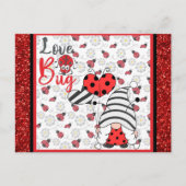 Carte Postale Gnome mignonne Amour Bug Ladybug Valentines Day (Devant)
