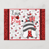 Carte Postale Gnome mignonne Amour Bug Ladybug Valentines Day (Devant)