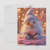 Carte Postale Gnome mignonne avec coeur : Saint Valentin Design (Devant / Derrière)