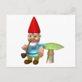 Carte Postale gnome penché sur le champignon (Devant)