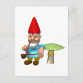 Carte Postale gnome penché sur le champignon (Devant)