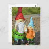 Carte Postale Gnomes dans la statue du jardin (Devant / Derrière)