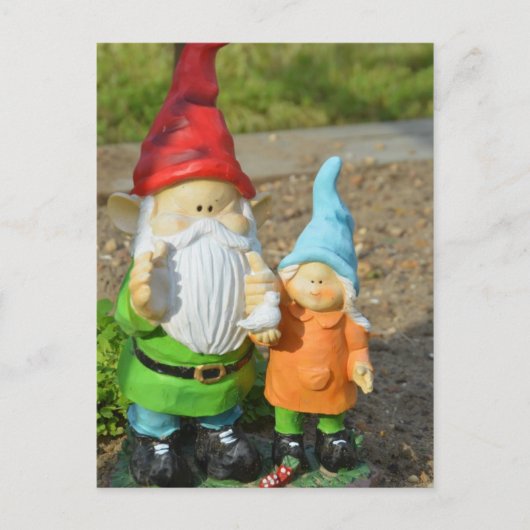 Carte Postale Gnomes dans la statue du jardin (Devant)