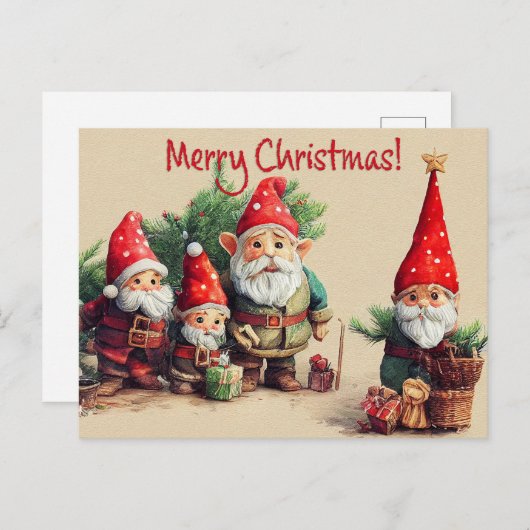 Carte Postale Gnomes de Noël (Devant / Derrière)