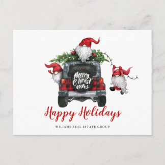 Carte Postale Gnomes de Noël mignons Salutation d'entreprise