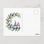 Carte Postale Gnomes de Noël sur Holly Berry Twig (Dos)