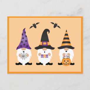 Carte Postale Gnomes d'Halloween violet orange