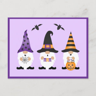 Carte Postale Gnomes d'Halloween violet orange