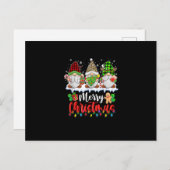 Carte Postale Gnomes Joyeux Noël Famille Correspondance Gnome No (Devant / Derrière)
