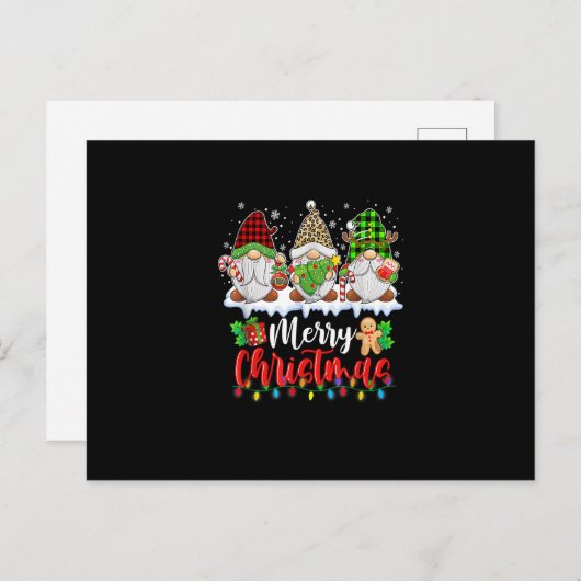 Carte Postale Gnomes Joyeux Noël Famille Correspondance Gnome No (Devant / Derrière)