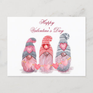 Carte Postale Gnomes mignons Heureuses Saintes-Valentin avec coe