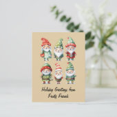 Carte Postale Gnomes Répandant la Joie d'Hiver (Debout devant)