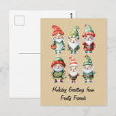 Carte Postale Gnomes Répandant la Joie d'Hiver (Devant / Derrière)