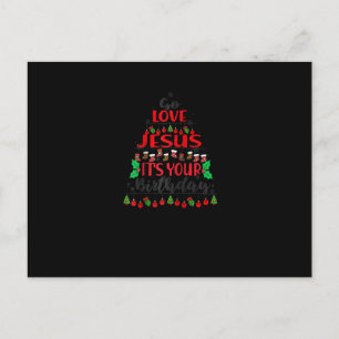 Carte Postale Go Jesus C'est ton anniversaire Arbre de Noël orne