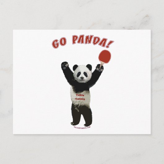 Carte Postale Go Panda Ping Pong (Devant)