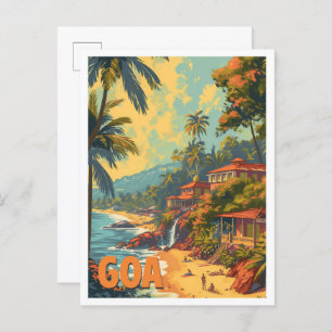 Carte Postale Goa Beach Inde Illustration de voyage artistique