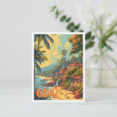 Carte Postale Goa Beach Inde Illustration de voyage artistique (Debout devant)