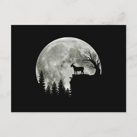 Carte Postale goat walking on mountain halloween moon (Devant)
