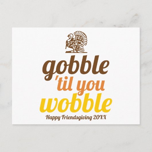 Carte Postale Gobble 'jusqu'à ce que vous marchez drôle automne  (Devant)