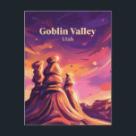 Carte Postale Goblin Valley Utah<br><div class="desc">Goblin Valley State Park is a surreal landscape filled with thousands of mushroom-shaped sandstone pillars known as 'goblins.' This otherworldly terrain has been featured in several science fiction films due to its strange,  bulbous rock formations.</div>