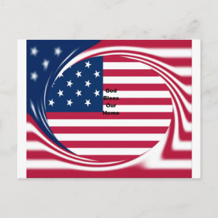 Carte Postale God Bless Our Home : USA Flag Swirl Art