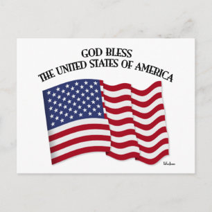 Carte Postale GOD BLESS THE UNITED STATES OF AMERICA US flag
