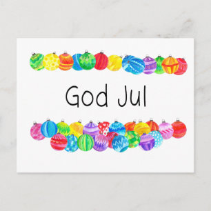 Carte Postale God Jul Swedish Christmas, aquarelle